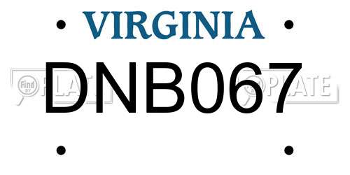 DNB067 Virginia License Plate