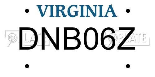 DNB06Z Virginia License Plate