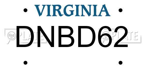 DNBD62 Virginia License Plate