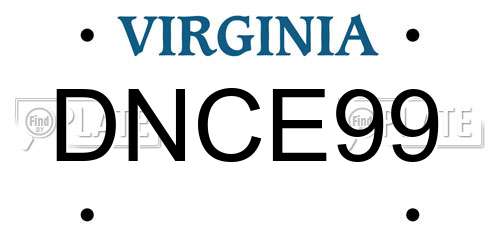 DNCE99 Virginia License Plate