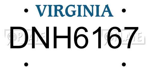 DNH6167 Virginia License Plate