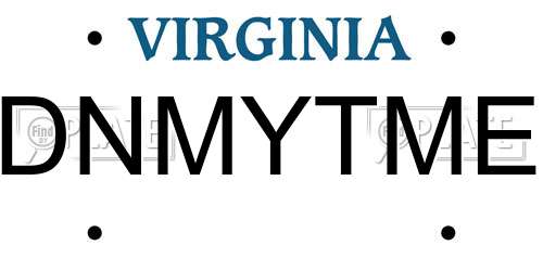 DNMYTME Virginia License Plate