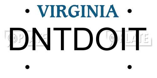 DNTDOIT Virginia License Plate