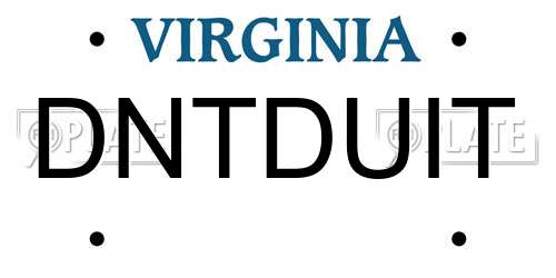 DNTDUIT Virginia License Plate