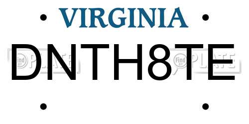 DNTH8TE Virginia License Plate