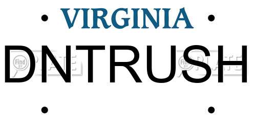 DNTRUSH Virginia License Plate
