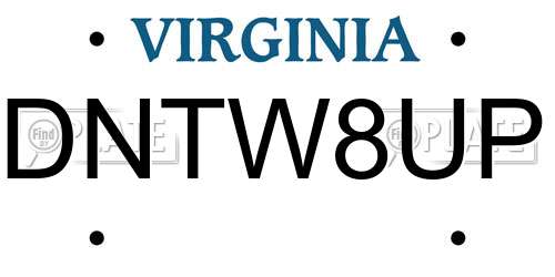 DNTW8UP Virginia License Plate