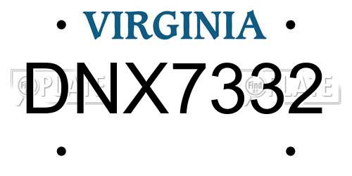 DNX7332 Virginia License Plate
