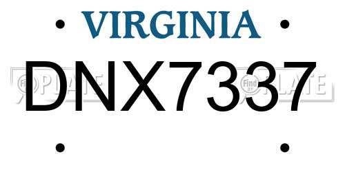 DNX7337 Virginia License Plate