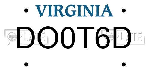 DO0T6D Virginia License Plate