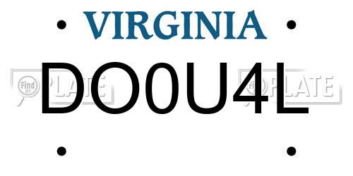 DO0U4L Virginia License Plate