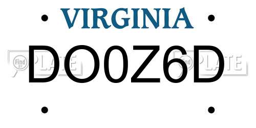 DO0Z6D Virginia License Plate