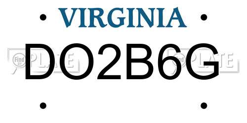 DO2B6G Virginia License Plate