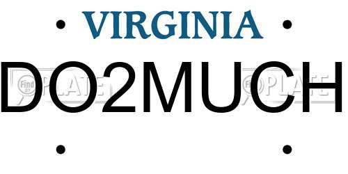 DO2MUCH Virginia License Plate