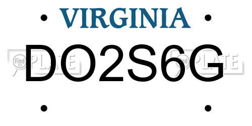 DO2S6G Virginia License Plate