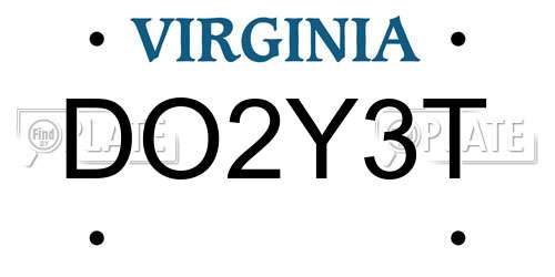 DO2Y3T Virginia License Plate