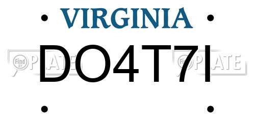 DO4T7I Virginia License Plate