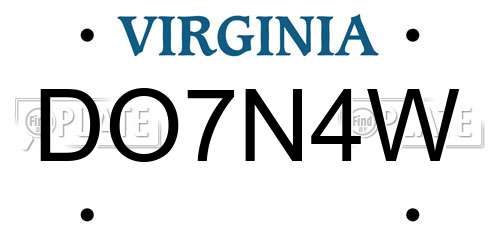 DO7N4W Virginia License Plate