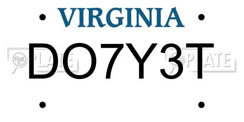 DO7Y3T Virginia License Plate