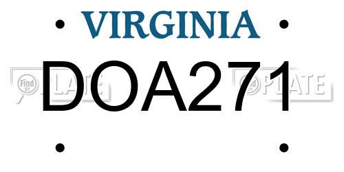 DOA271 Virginia License Plate