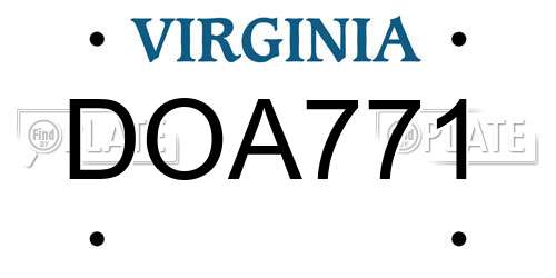 DOA771 Virginia License Plate