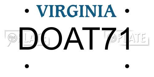 DOAT71 Virginia License Plate