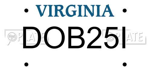 DOB25I Virginia License Plate