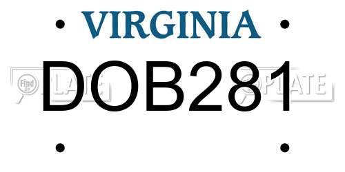 DOB281 Virginia License Plate