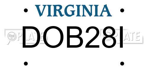 DOB28I Virginia License Plate