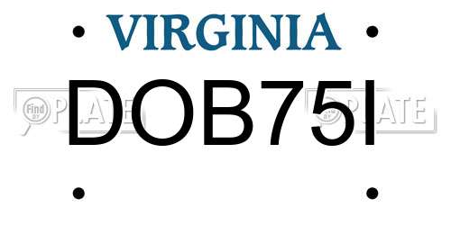 DOB75I Virginia License Plate
