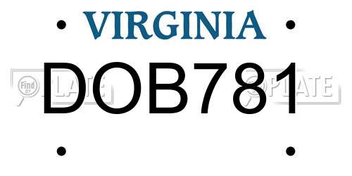 DOB781 Virginia License Plate