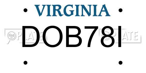 DOB78I Virginia License Plate