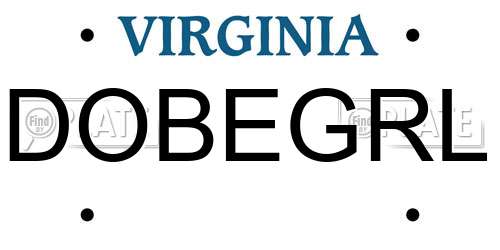 DOBEGRL Virginia License Plate