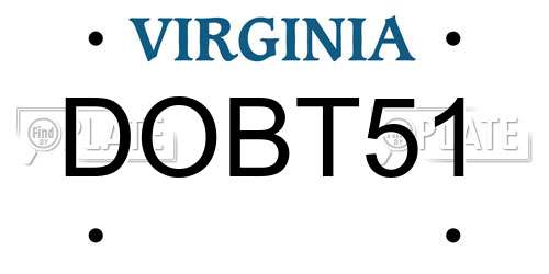 DOBT51 Virginia License Plate