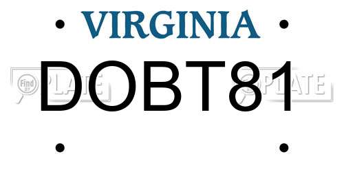 DOBT81 Virginia License Plate