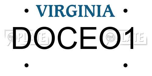 DOCEO1 Virginia License Plate