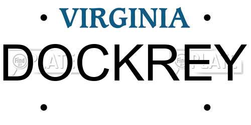 DOCKREY Virginia License Plate
