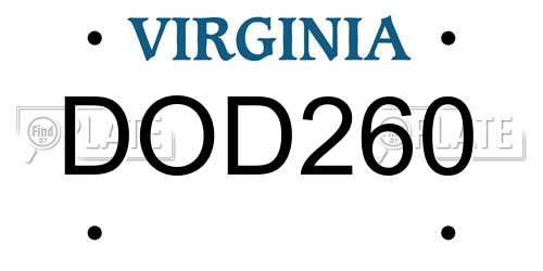 DOD260 Virginia License Plate