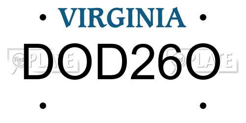 DOD26O Virginia License Plate