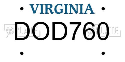 DOD760 Virginia License Plate