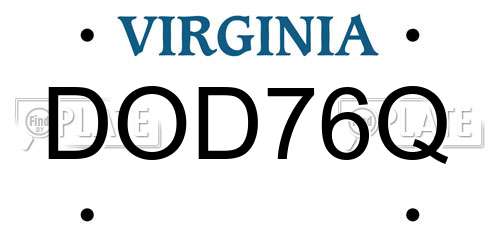 DOD76Q Virginia License Plate
