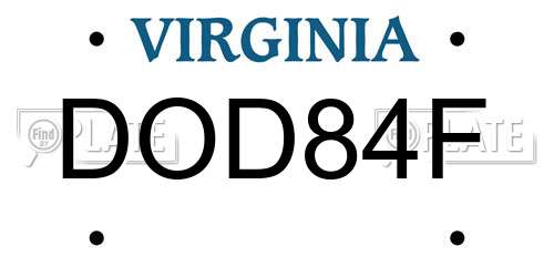 DOD84F Virginia License Plate