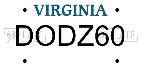 DODZ60 Virginia License Plate