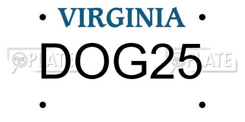 DOG25 Virginia License Plate
