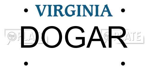 DOGAR Virginia License Plate