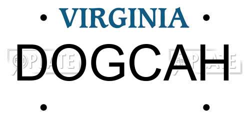 DOGCAH Virginia License Plate