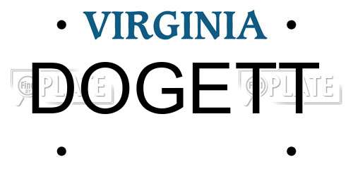 DOGETT Virginia License Plate