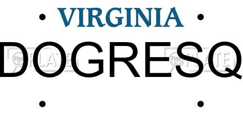 DOGRESQ Virginia License Plate