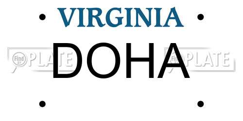 DOHA Virginia License Plate