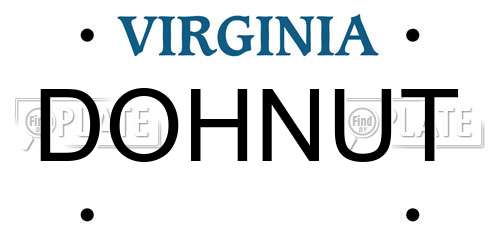 DOHNUT Virginia License Plate